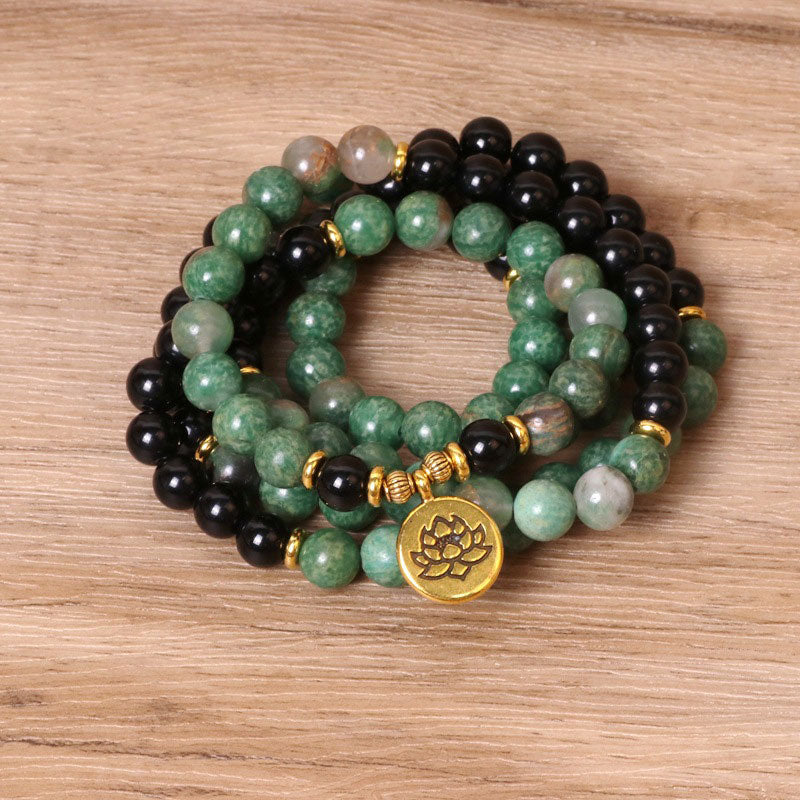 Karma Stone 108 Beads Natural Agate Mala Healing Bracelet