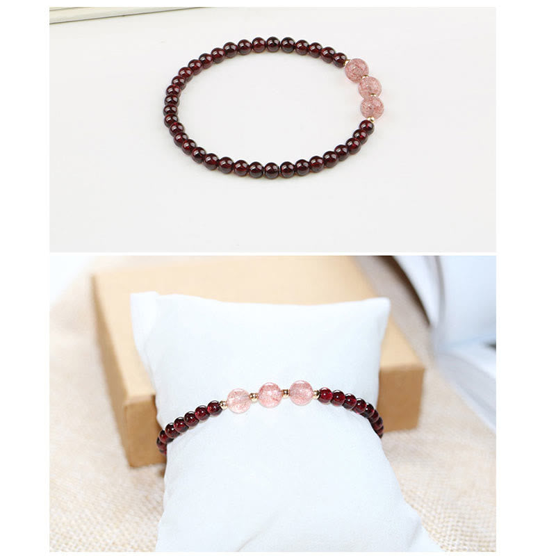 Karma Stone Natural Garnet Strawberry Quartz Calm Bracelet