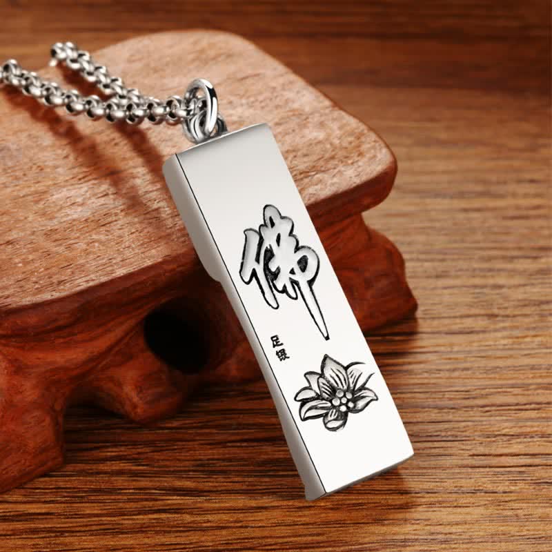 Karma Stone Tathagata Buddha Strength Protection Amulet Lucky Pendant Necklace