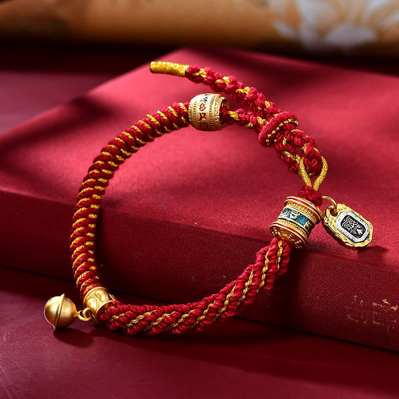 Karma Stone Tibetan Om Mani Padme Hum Carved Zakiram Goddess of Wealth Charm Amulet Bracelet