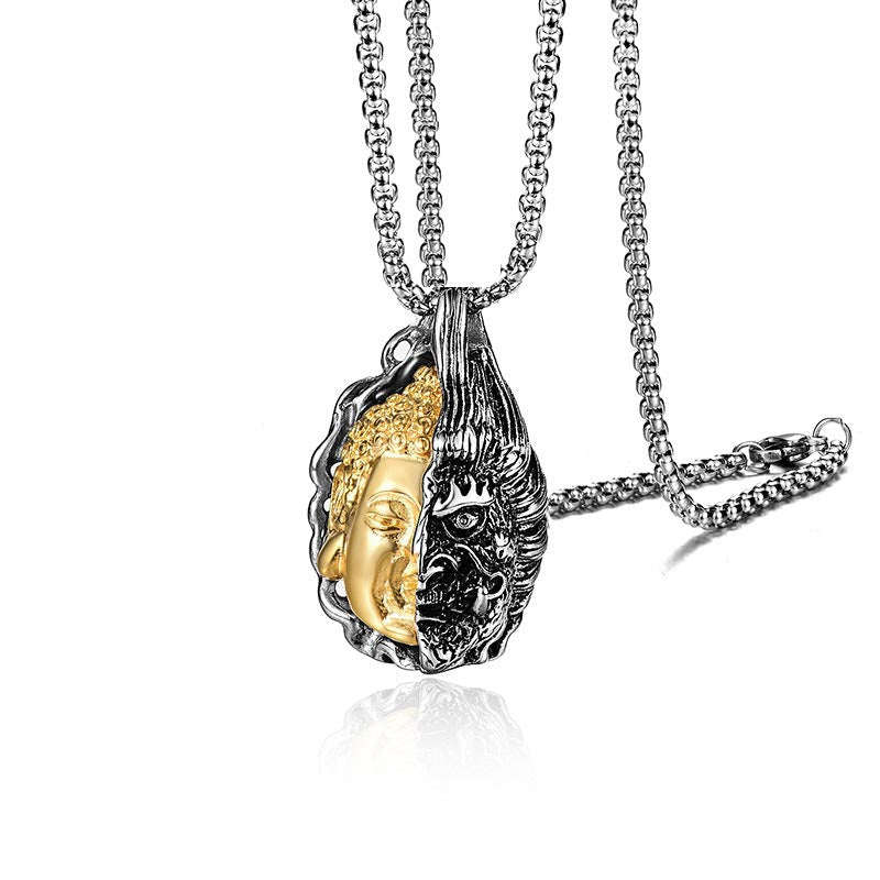 Karma Stone Half Buddha Half Devil Powerful Necklace