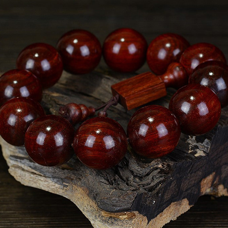 Karma Stone Tibetan Small Leaf Red Sandalwood Relaxation Bracelet