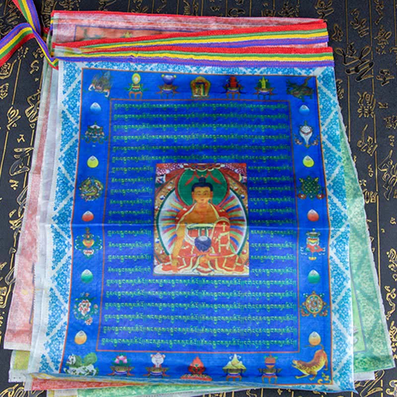 Karma Stone Tibetan 5 Colors Windhorse Buddha Tara Scriptures Healing Auspicious Outdoor Prayer Flag