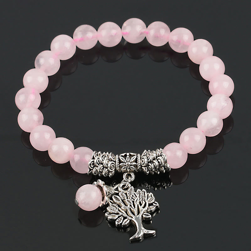 Karma Stone Natural Gemstone Tree of Life Lucky Charm Stretch Bracelet