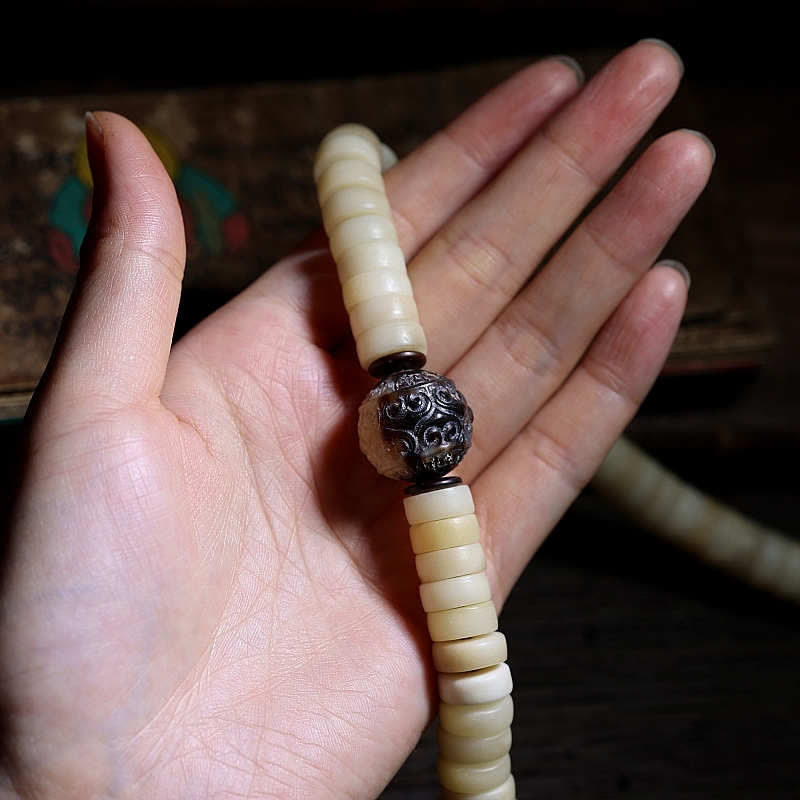 Karma Stone Tibetan 108 Mala Beads Yak Bone Balance Strength Mala Bracelet