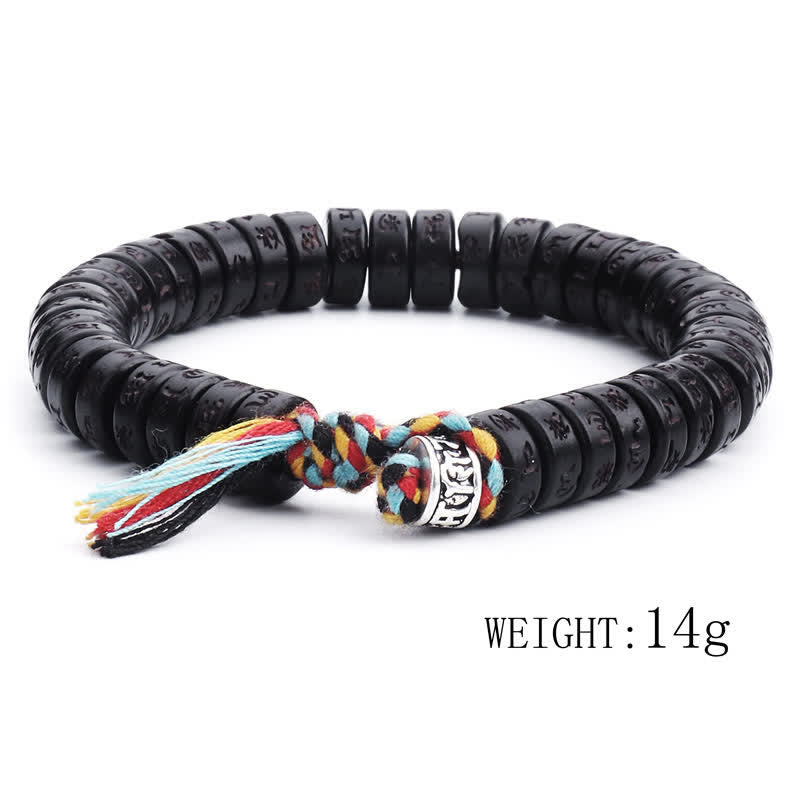 Karma Stone Tibetan coconut shell beads engraved with Om Mani Padme Hum Mantra happiness protection bracelets