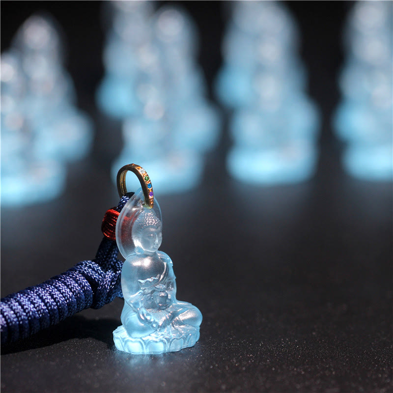 Karma Stone Blue Tathagata Buddha Medicine Buddha Liuli Crystal Serenity Amulet Necklace Pendant