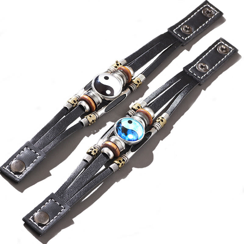 Karma Stone Yin Yang Leather Balance Bracelet
