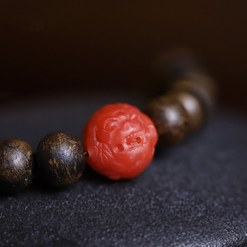 Karma Stone 108 Mala Beads Agarwood Red Agate Turquoise Peace Meditation Bracelet