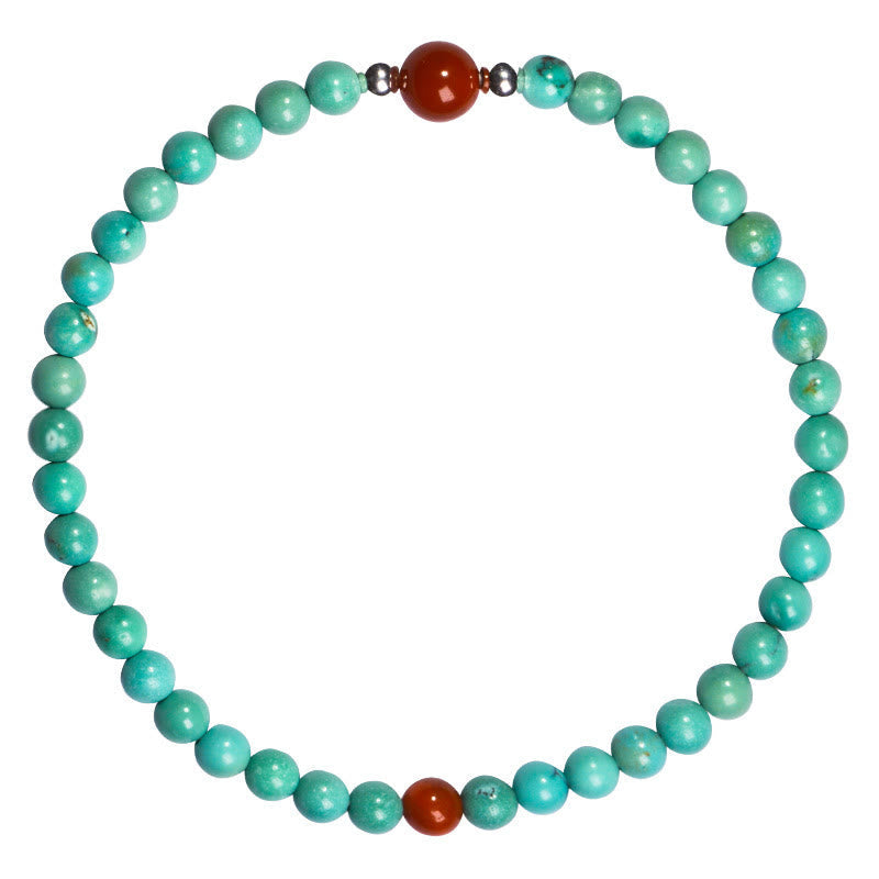 Karma Stone Turquoise Red Agate Bead Protection Bracelet