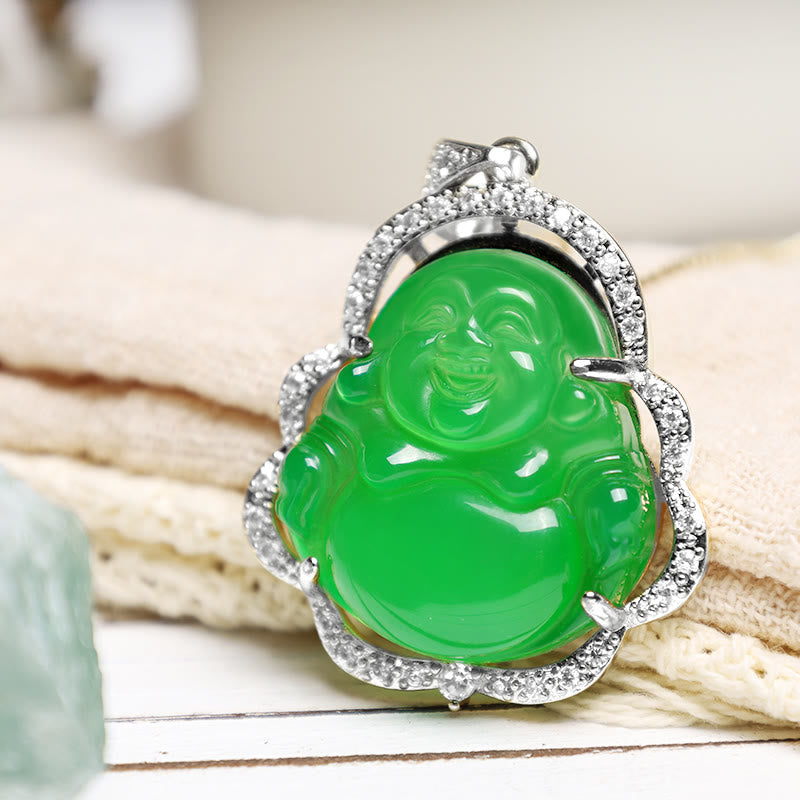 Karma Stone Good Luck Laughing Buddha Necklace