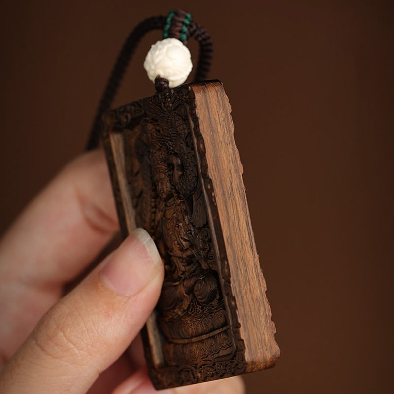 Karma Stone Chinese Zodiac Natal Buddha Brunei Agarwood PiXiu Dragon Peace Necklace Pendant