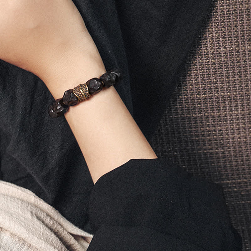 Karma Stone Ebony Wood Copper Peace Balance Couple Bracelet