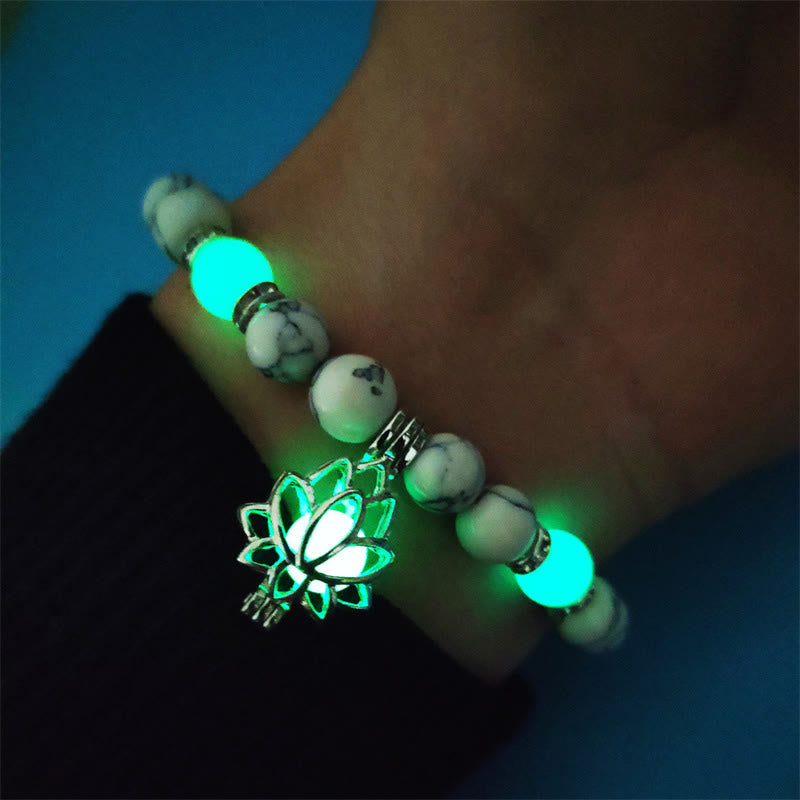 Karma Stone Tibetan Turquoise Glowstone Luminous Bead Lotus Protection Bracelet