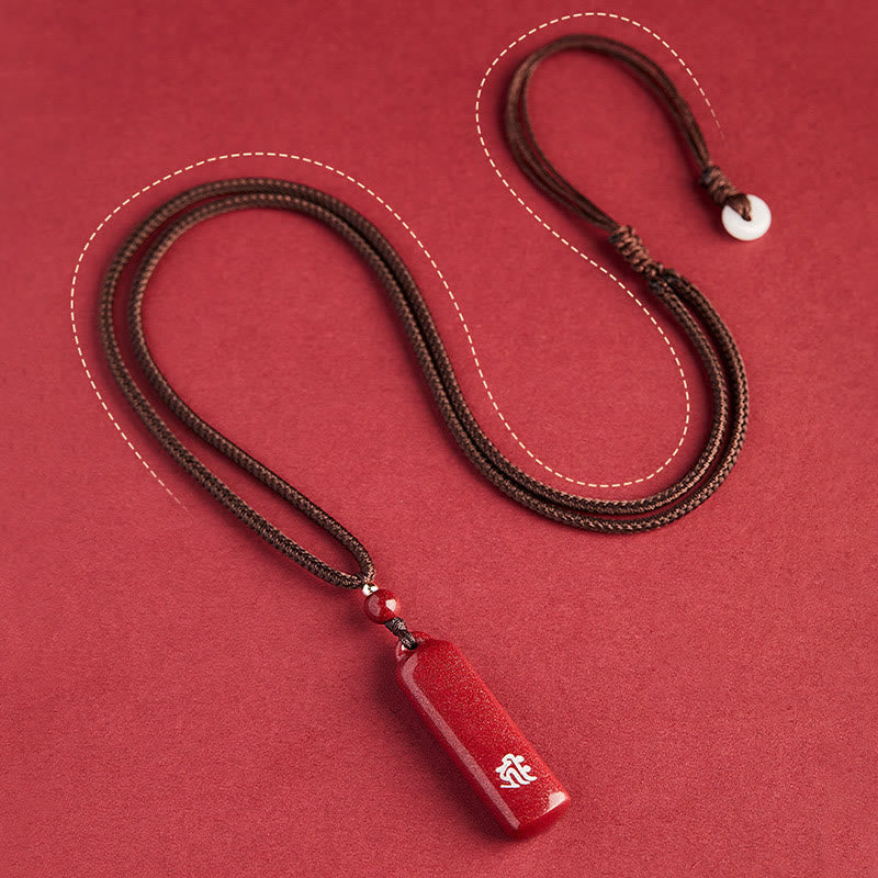 Karma Stone Chinese Zodiac Natal Buddha Cinnabar Amulet Protection String Necklace Pendant
