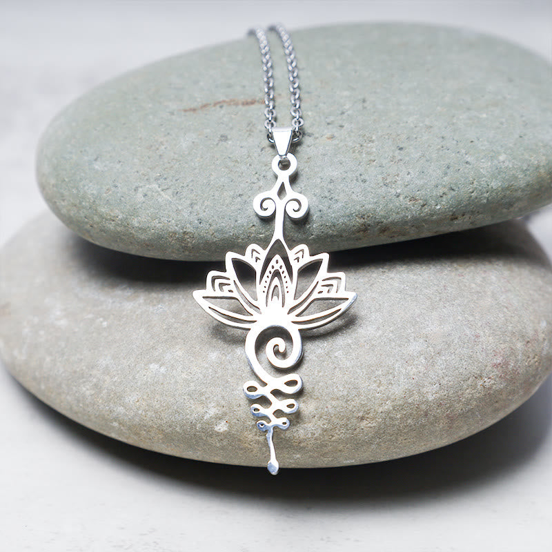 Karma Stone Lotus Luck Wealth Necklace Pendant