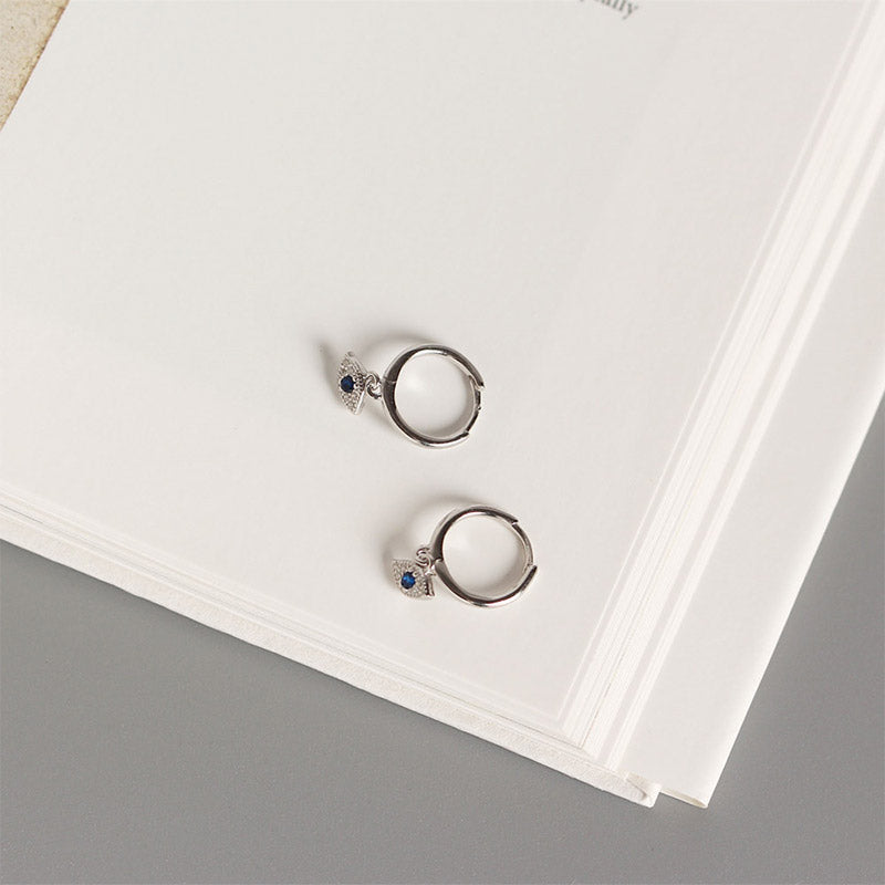 Karma Stone 925 Sterling Silver Evil Eye Blessing Protection Stud Earrings