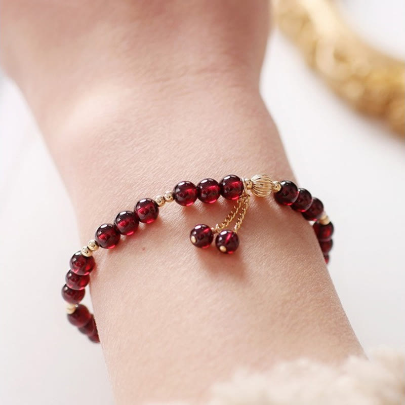 Karma Stone 14K Gold Natural Garnet Calm Bracelet