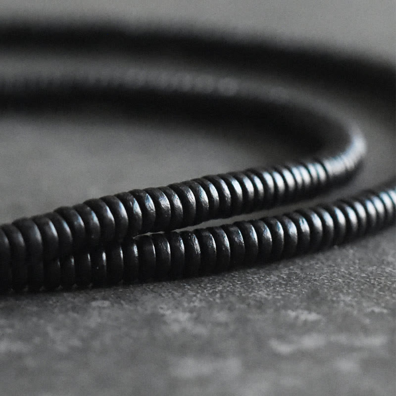 Karma Stone Ebony Wood Copper Balance Multilayered Bracelet