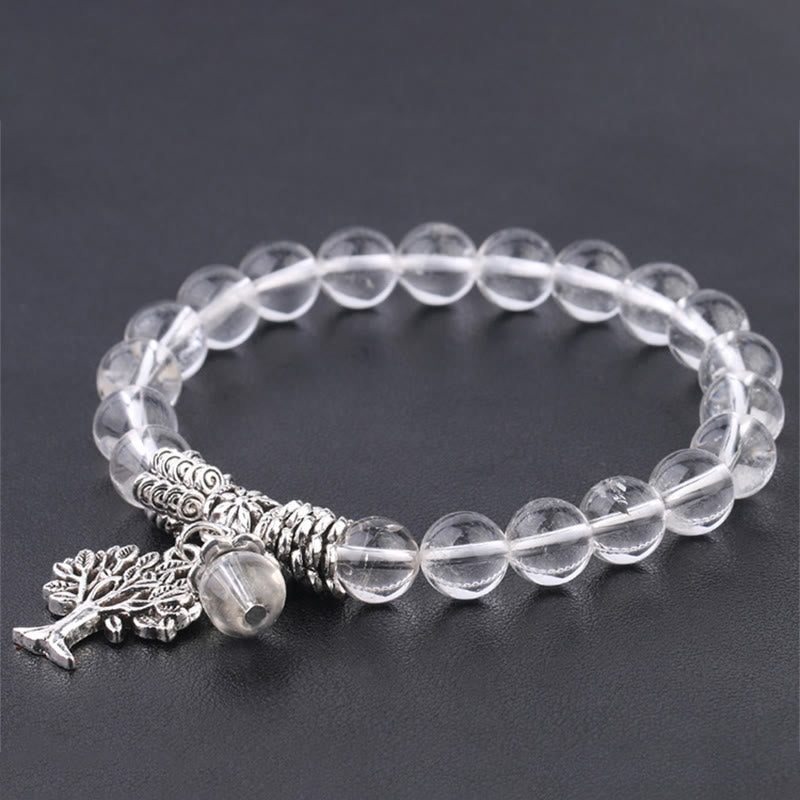 Karma Stone Natural Gemstone Tree of Life Lucky Charm Stretch Bracelet
