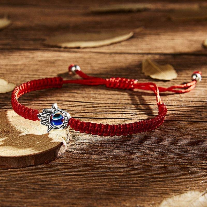 Karma Stone Hamsa Hand Red String Bracelet - Evil Eye Protection