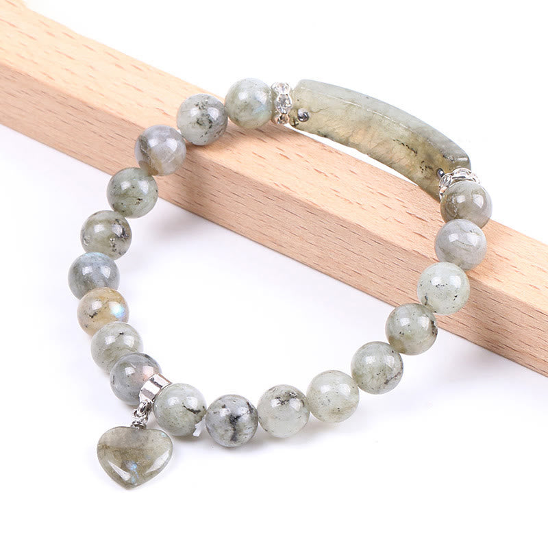 Karma Stone Natural Quartz Love Heart Healing Beads Bracelet