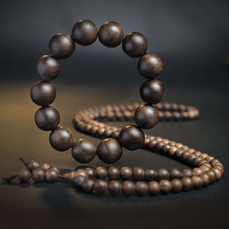 Karma Stone 108 Mala Beads Agarwood Peace Strength Calm Bracelet