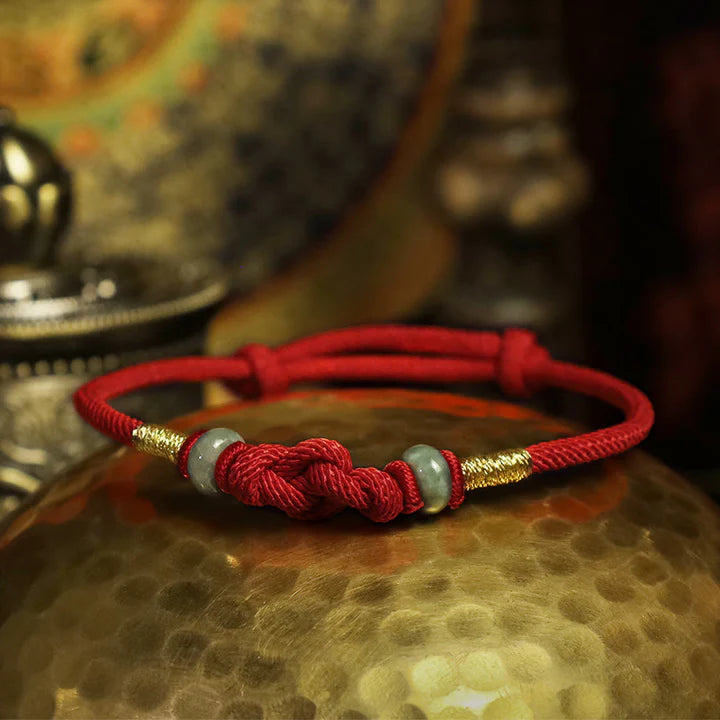 Karma Stone Red String Jade Luck Fortune Knot Braided Couple Bracelet