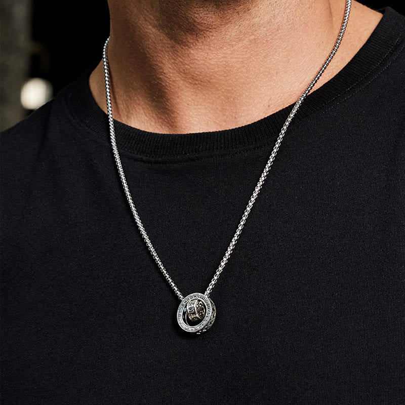 Karma Stone Tibetan Om Mani Padme Hum Carved Peace Purity Chain Necklace Pendant