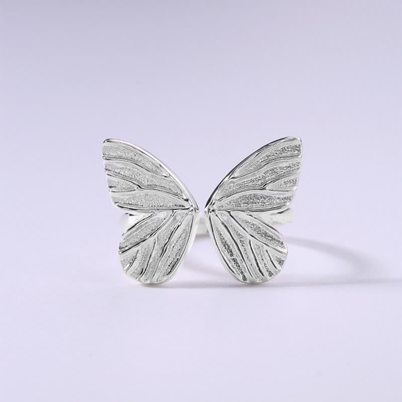 Karma Stone 925 Sterling Silver Butterfly Love Freedom Ring