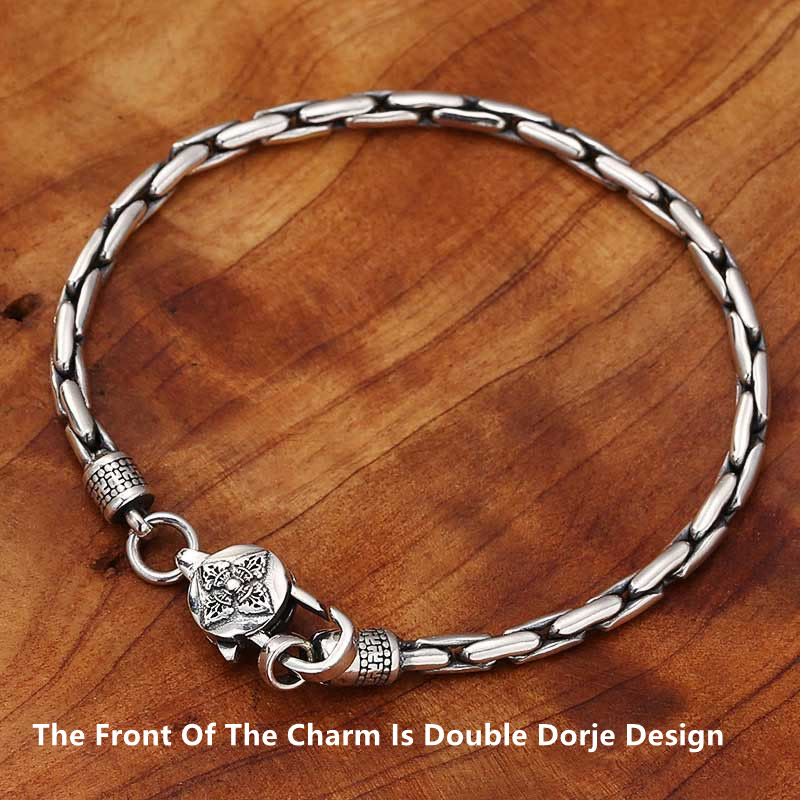 Karma Stone Tibetan Double Dorje Om Mani Padme Hum Buddha Swastika Vajra Strength Bracelet