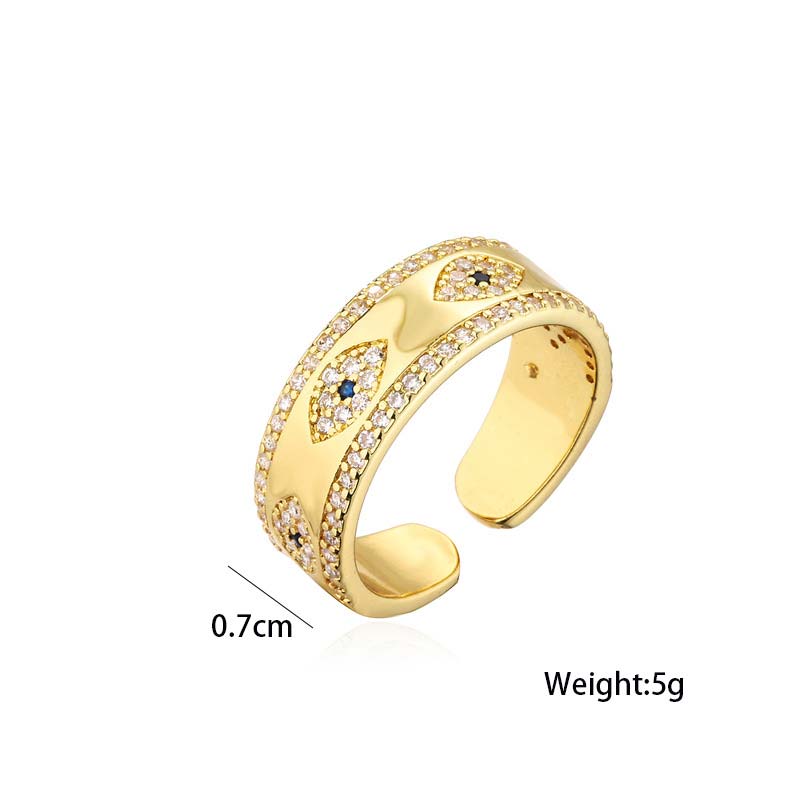Karma Stone Evil Eye Luck Blessing Copper Alloy Ring