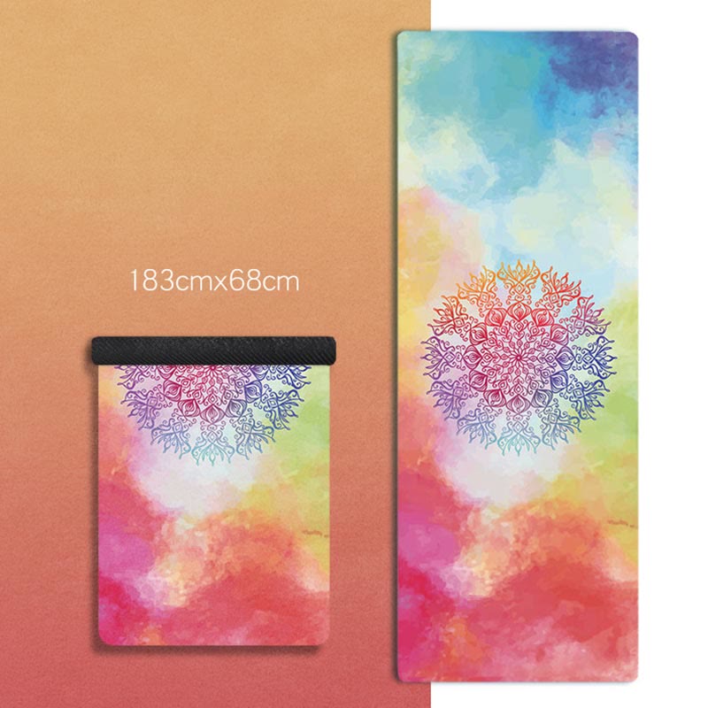 Karma Stone Tibetan Mandala Elephant Lotus Koi Fish Mindful Natural Rubber Yoga Mat Decoration