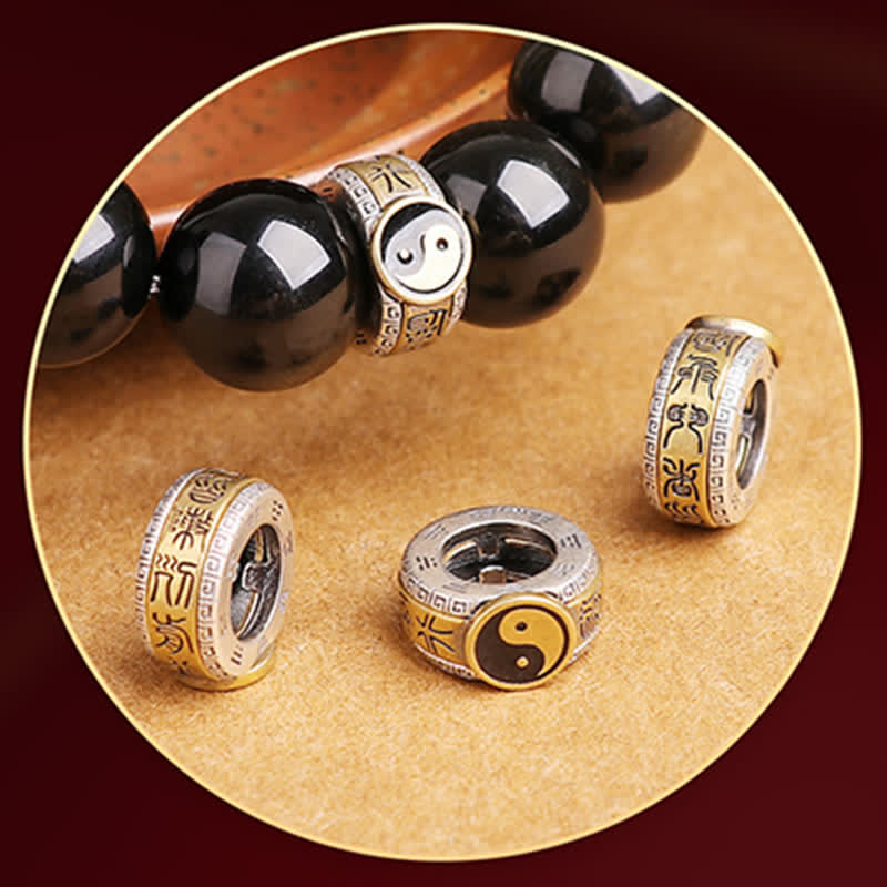Karma Stone 925 Sterling Silver Black Obsidian Gold Sheen Obsidian Silver Sheen Obsidian Yin Yang Protection Bracelet