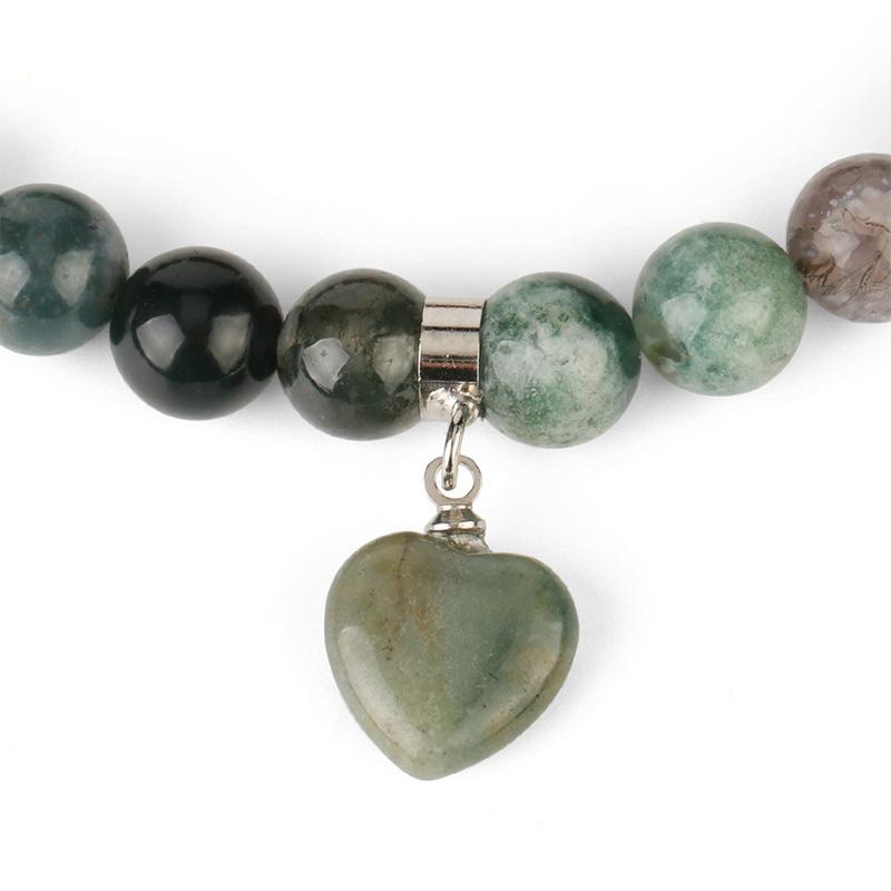 Karma Stone Natural Quartz Love Heart Healing Beads Bracelet