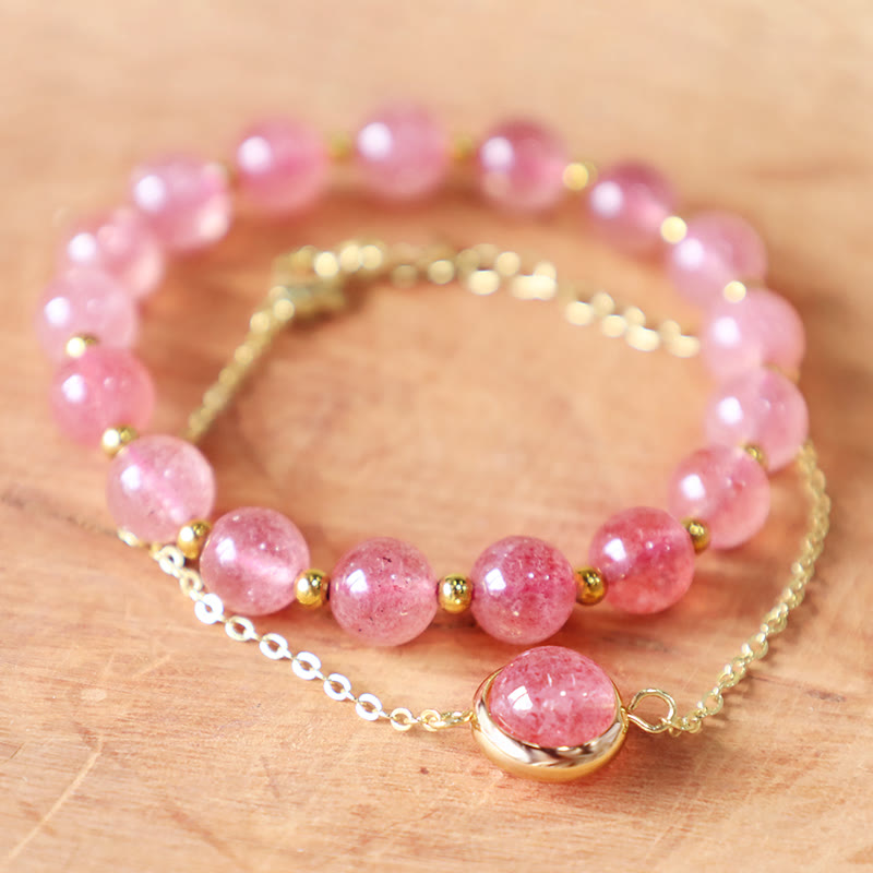 Karma Stone Sun Stone Strawberry Quartz Crystal Positive Bracelet