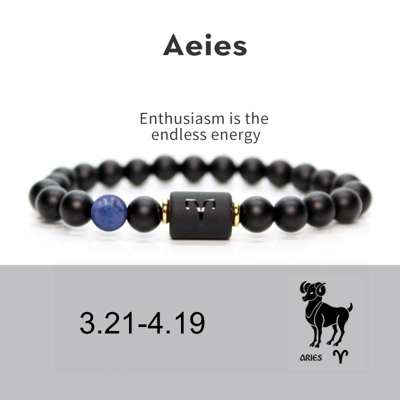 Karma Stone 12  Constellations of the Zodiac Black Onyx Adjustable Bracelet