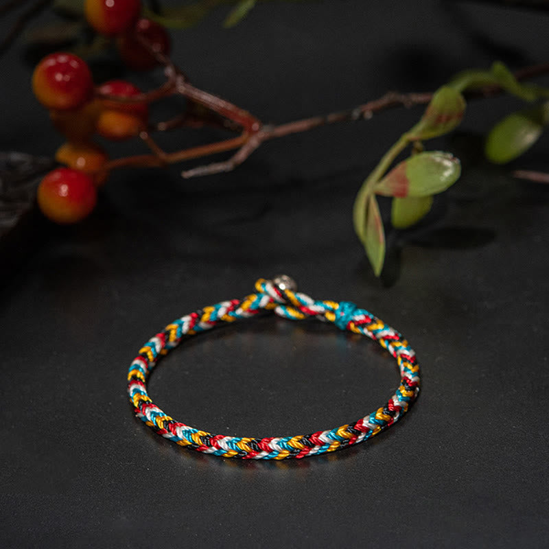 Karma Stone Tibet Handmade Five Color Thread Protection Braid String Bracelet