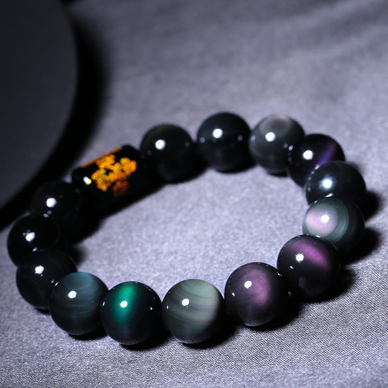 Karma Stone Natural Rainbow Obsidian Positive Transformation Bracelet
