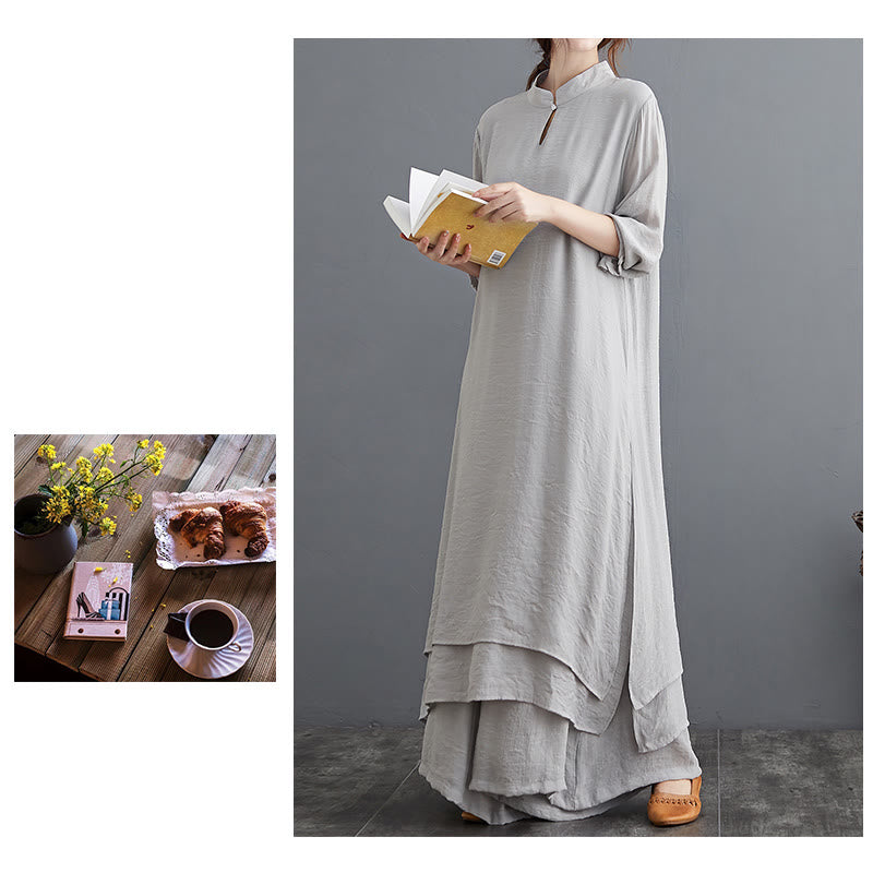 Karma Stone Simple Pattern Meditation Prayer Spiritual Zen Practice Yoga Clothing Women's Set