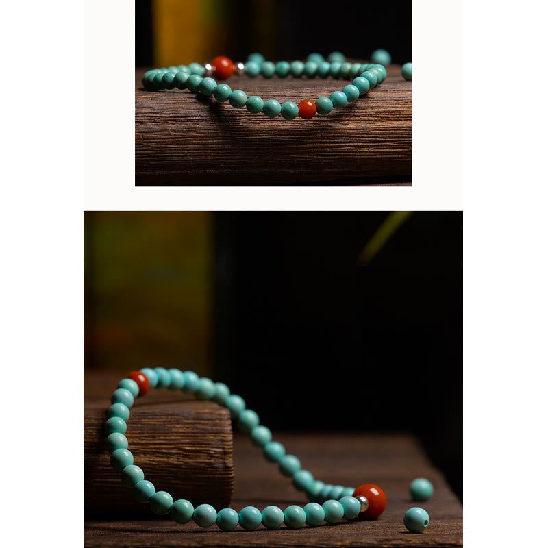 Karma Stone Turquoise Red Agate Bead Protection Bracelet