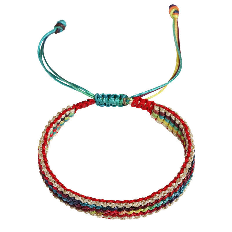 Karma Stone Tibet Handmade Rainbow Multicolored Protection Braided String Bracelet