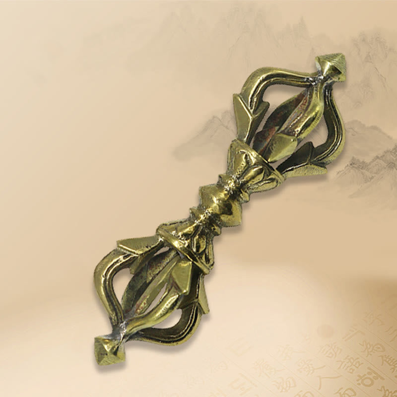 Karma Stone Handcrafted Nepal Small Five Prong Vajra Dorje Strength Copper Decoration
