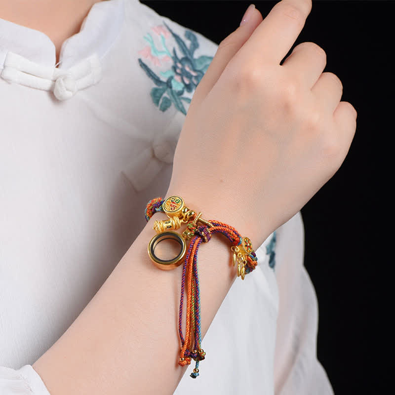 Karma Stone Tibetan Om Mani Padme Hum Dreamcatcher Luck Colorful Reincarnation Knot String Bracelet