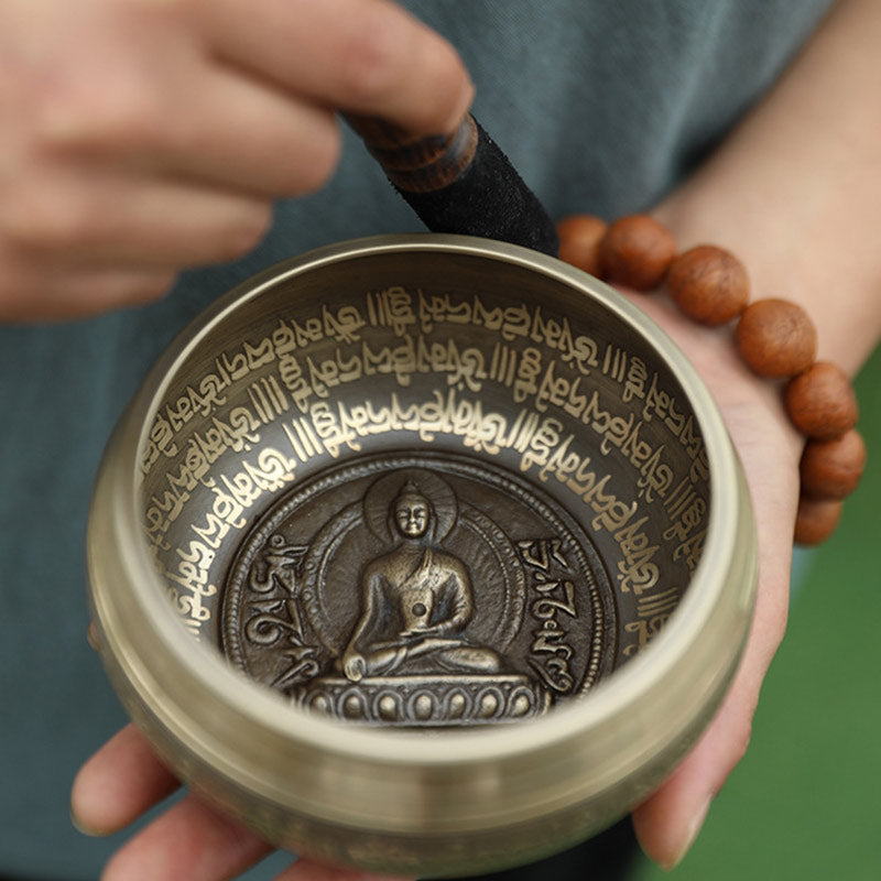Karma Stone Tibetan Sound Bowl Handcrafted for Focus and Meditation Peaceful Happiness Singing Bowl Set