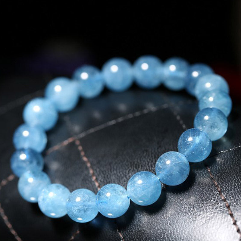 Karma Stone Aquamarine Beads Peace Healing Bracelet