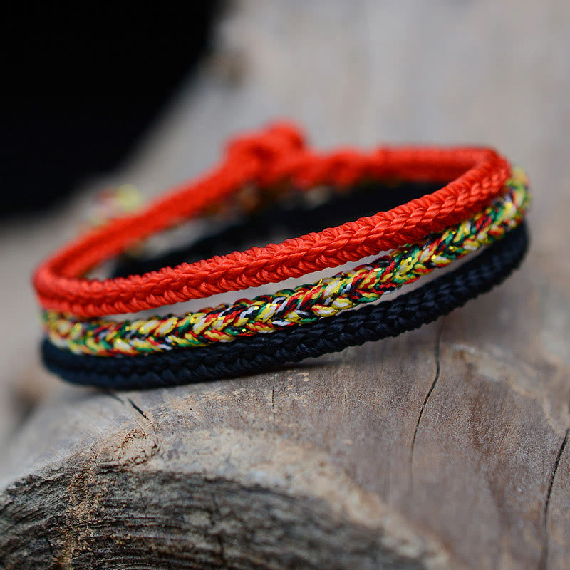 Karma Stone Tibetan Handmade Eight Thread Peace Knot Protection Braided String Bracelet
