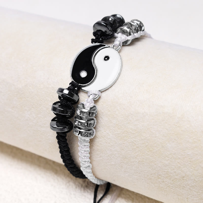 Karma Stone 2pcs Yin Yang Hematite Couple Bracelet