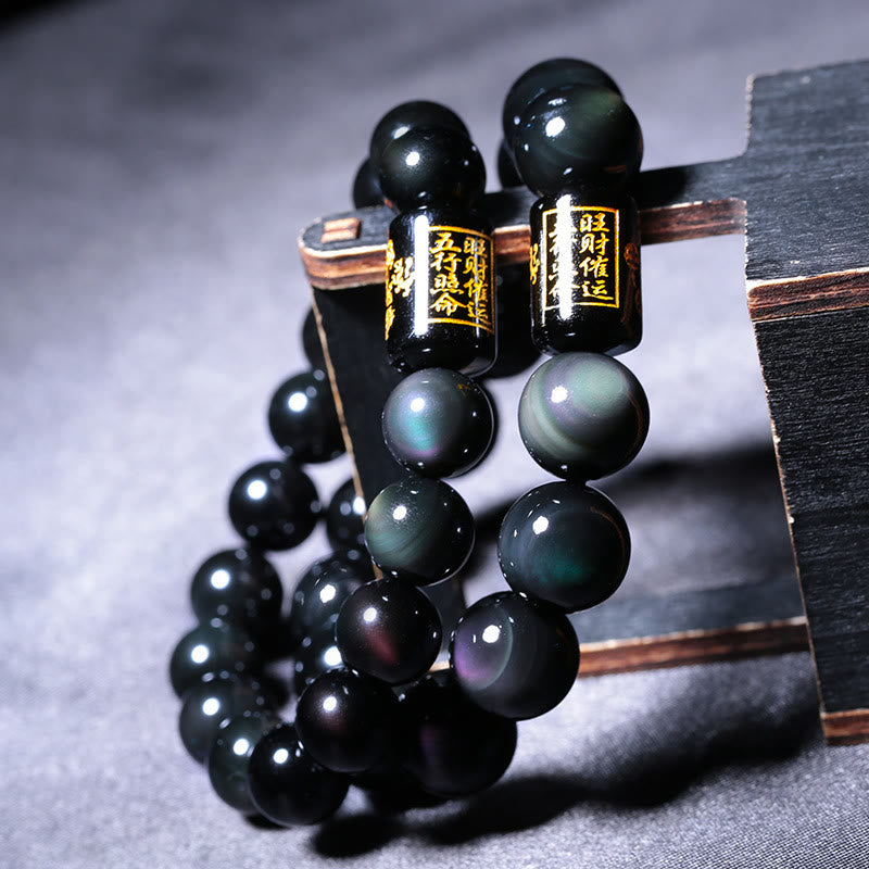 Karma Stone Natural Rainbow Obsidian Positive Transformation Bracelet
