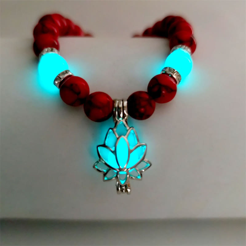 Karma Stone Tibetan Turquoise Glowstone Luminous Bead Lotus Protection Bracelet